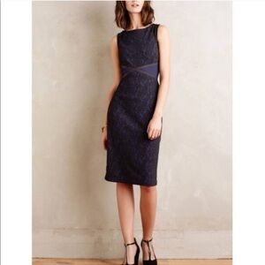 Anthropologie Pencil Strechy Panels Structured Dress Laced Bodycone Career Sz 6